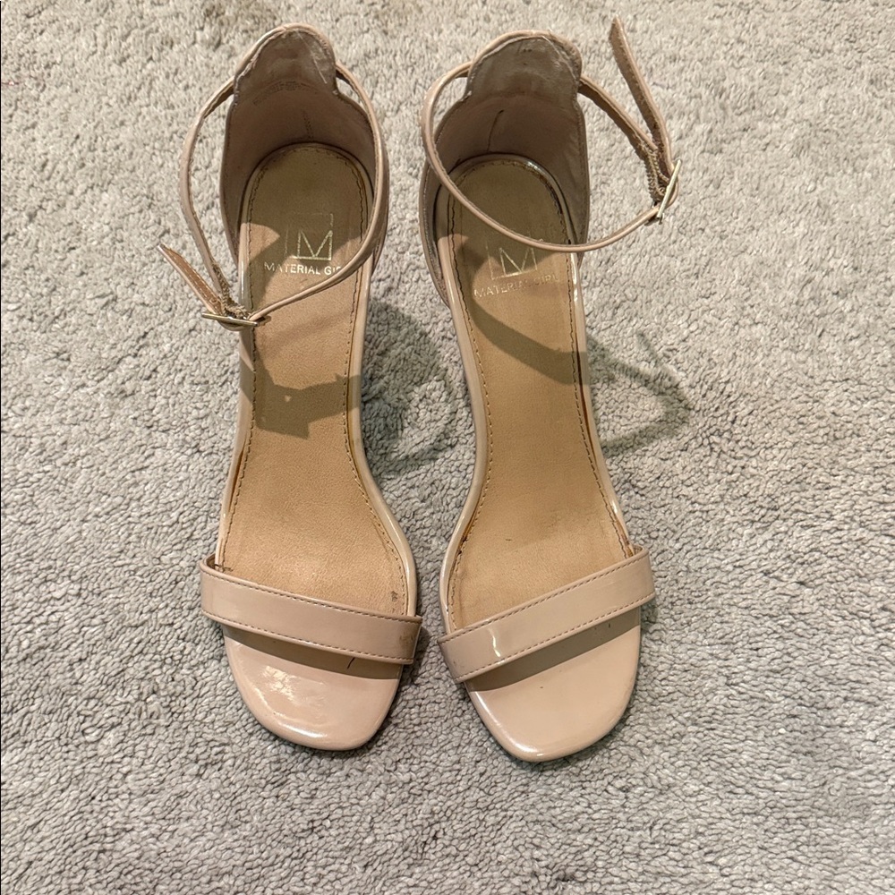 Material Girl Nude Ankle Strap Heels